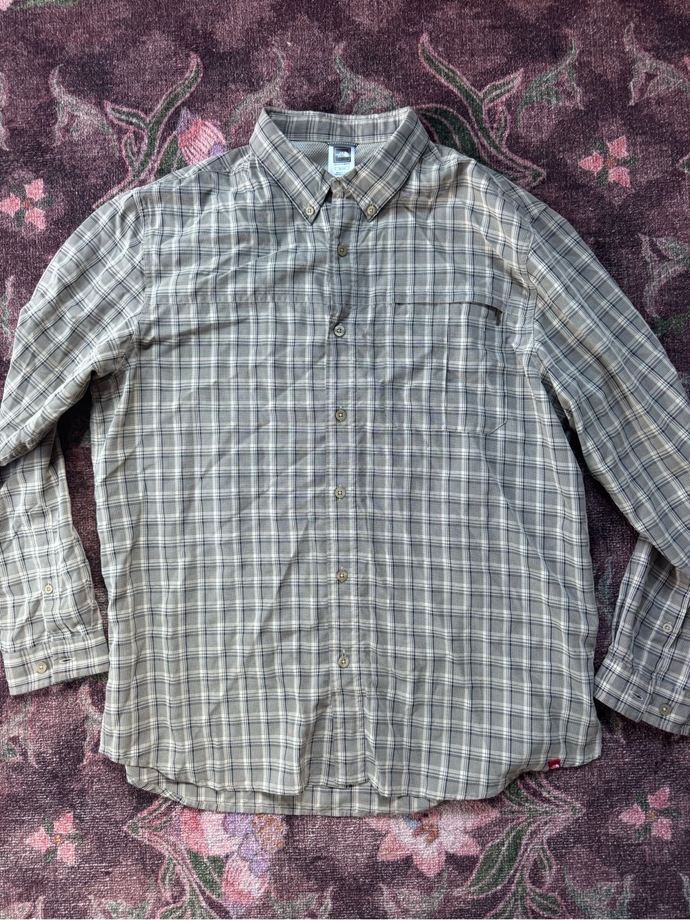 North Face Men’s Button-Down Plaid Lightweight Long Sleeved Shirt Top - Size XL